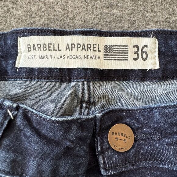 Barbell Apparel Jeans Mens Size 34 x 32 Blue Dark Wash Stretch Straight Denim - Picture 3 of 10